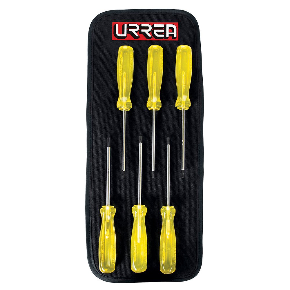 Juego de destornilladores con mango ámbar punta torx, 6 piezas en estuche Urrea