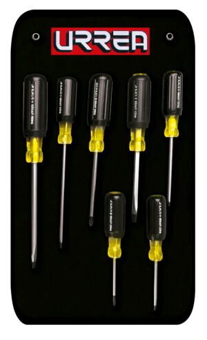 Juego de destornilladores con mango cushion grip, combinados, 7 piezas en estuche Urrea
