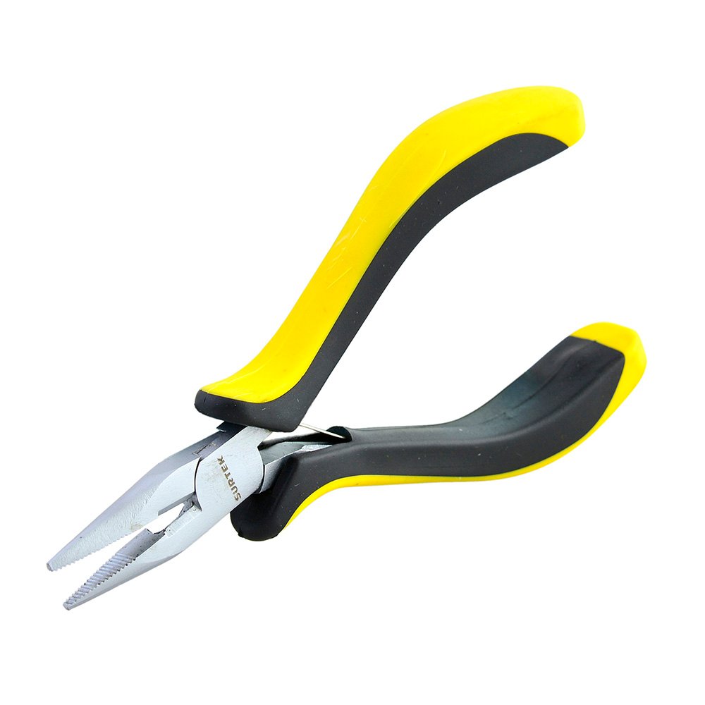 12 Pza Mini pinza para electrónica con mango bimaterial de 4-3/4" corte lateral Surtek