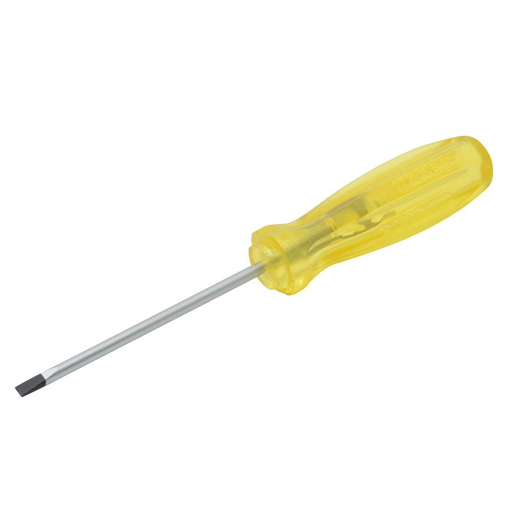 6 Pza Destornillador con mango ámbar, punta cabinet barra redonda 1/8" x 3" Urrea