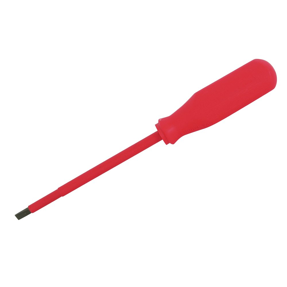 6 Pza Destornillador rojo 1000 V, punta plana 1/8" x 3" Urrea