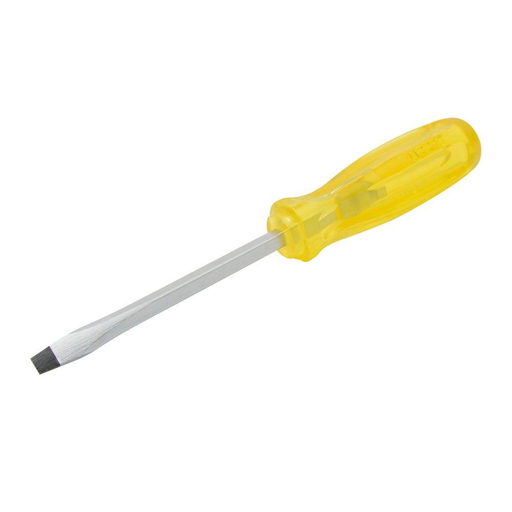 6 Pza Destornillador con mango ámbar, punta plana barra cuadrada 1/4" x 3" Urrea