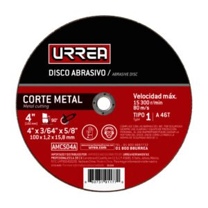 5 Pza Disco abrasivo tipo 1 para metal 4" x 3/64" Urrea