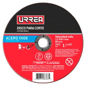 Disco abrasivo tipo 1 para acero inoxidable, 4-1/2" x 3/64" Urrea