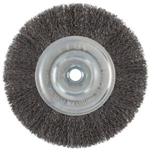 Carda circular ondulada alambre delgado 8" x 0.30 con rosca 5/8" Foy