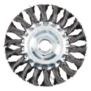Carda circular trenzada alambre grueso 6" x 0.50 con rosca M14 Foy