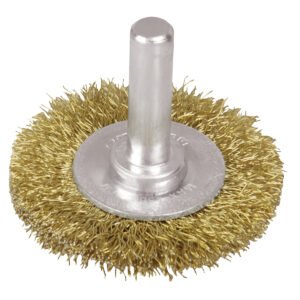 Carda circular ondulada alambre fino 4" x 0.17 mm con zanco 1/4" Surtek