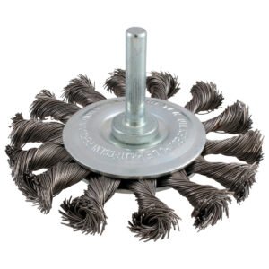 Carda circular trenzada alambre grueso 3" x 0.50 mm con zanco 1/4" Surtek