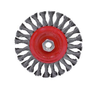 Carda circular trenzada alambre delgado 4" x 0.35 mm con rosca M14 Urrea