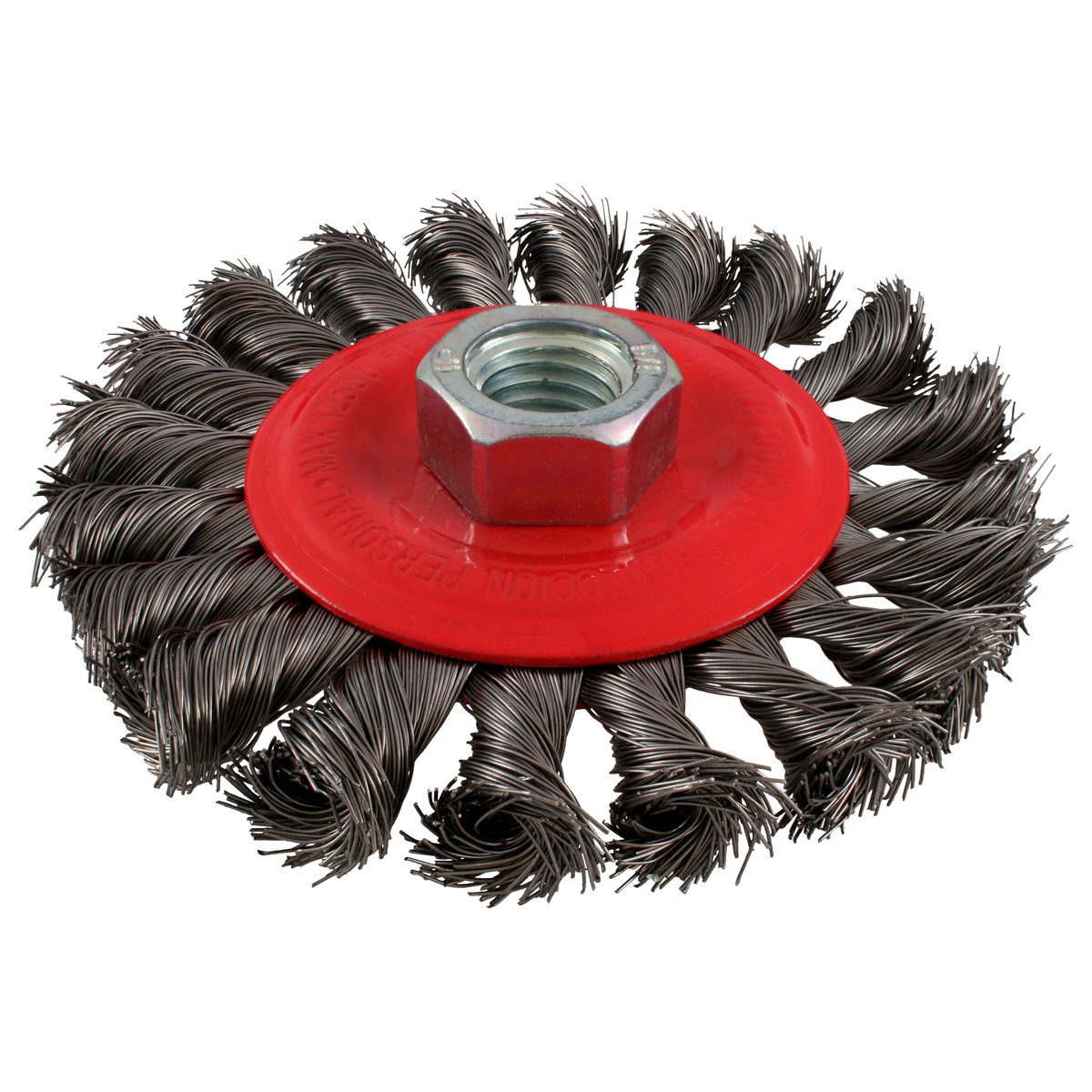 Carda circular trenzada alambre delgado de acero inoxidable 6" x 0.40 mm con rosca M14 Urrea