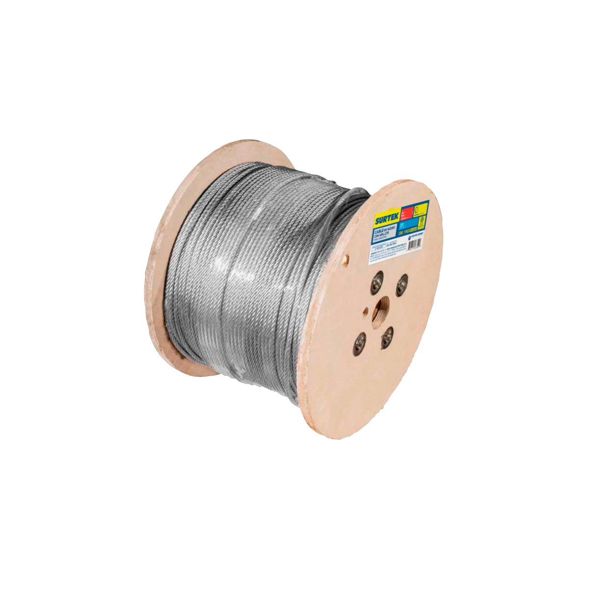 Cable de acero con grillete 7 x 7 hilos, 1/16" x 300 m Surtek