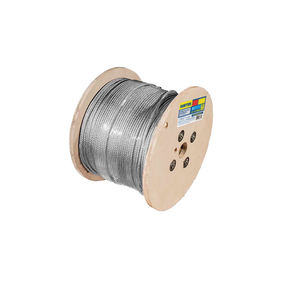 Cable de acero con grillete recubrimiento PVC negro 7 x 19 hilos, 3/16" x 300 m Surtek
