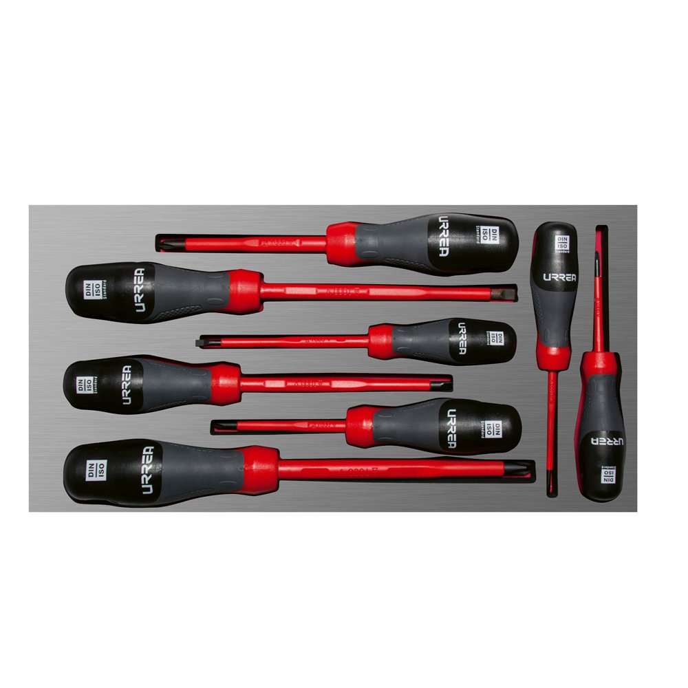 Juego de destornilladores con mango trimaterial 1000 V, varias puntas 8 piezas, CH119L-C Urrea
