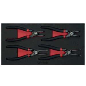 Juego de pinzas para anillos de retención 4 piezas, charola CH131-C Urrea