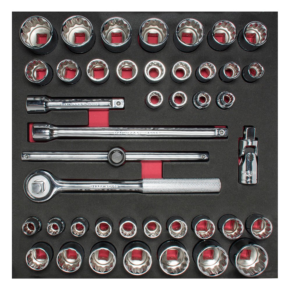 Juego de dados cortos y accesorios cuadro de 1/2" combinados 42 piezas, CH203-C Urrea
