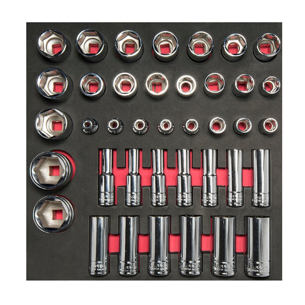 Juego de dados cortos y largos cuadro de 1/2" métricos 39 piezas, CH207-C Urrea