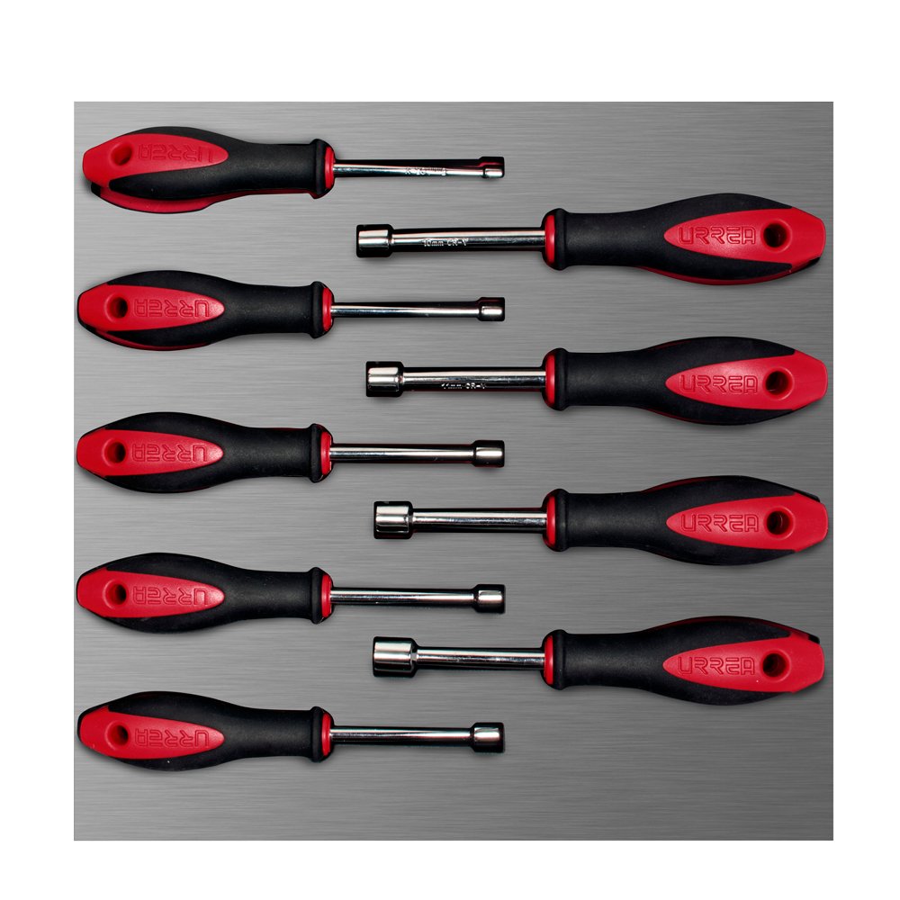 Juego de destornilladores mango bimaterial de caja métricos 9 piezas, CH210L-C Urrea