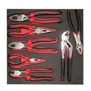 Juego de pinzas bimaterial 7 piezas, charola CH212-C Urrea