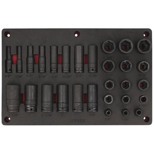 Juego de dados de impacto en pulgadas cuadro de 1/2" 29 piezas, CH241P-C Urrea