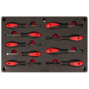 Juego de destornilladores con mango bimaterial de caja combinados 9 piezas, CH275P-C Urrea