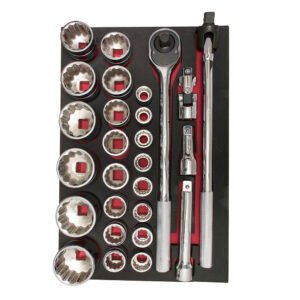 Juego de dados cortos y accesorios cuadro de 3/4" métricos 27 piezas, CH302-C Urrea