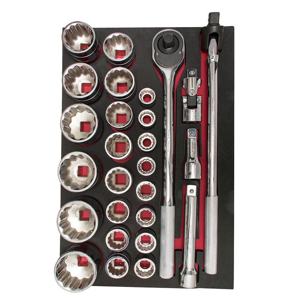 Juego de dados cortos y accesorios cuadro de 3/4" métricos 27 piezas, CH302-C Urrea