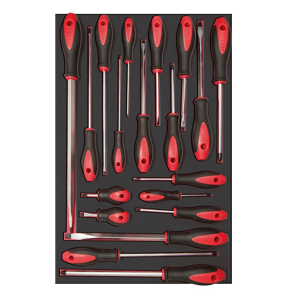 Juego de destornilladores con mango bimaterial varias puntas 19 piezas, CH307-C Urrea