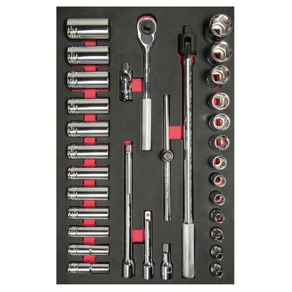 Juego de dados cortos,largos y accesorios cuadro de 1/2" en pulgadas 32 piezas, CH310-C Urrea