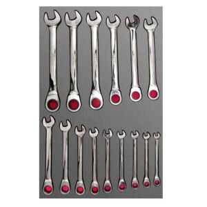 Juego de llaves combinadas de matraca métricas 15 piezas, CH313L-C Urrea