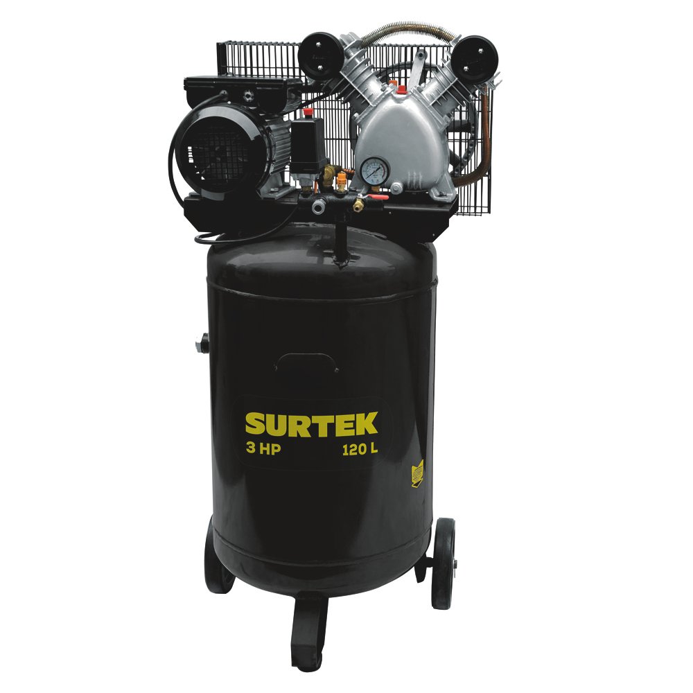 Compresor de aire eléctrico con transmisión de banda vertical 120L, 3HP, 127V Surtek