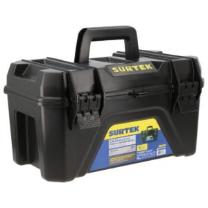 Caja portaherramientas plásticas con broches plásticos negro19" x 10" Surtek