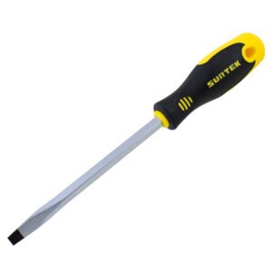 3 Pza Destornillador con mango bimaterial, punta plana barra cuadrada 1/4" x 6" Surtek