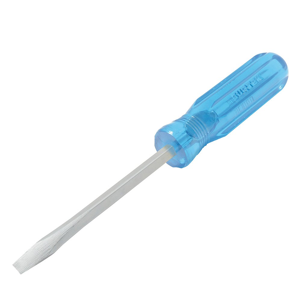 6 Pza Destornillador con mango azul, punta plana barra cuadrada 1/4" x 6" Surtek