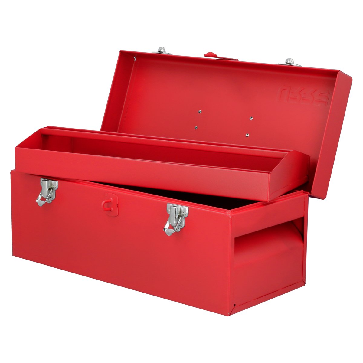 Caja portaherramientas métalica con asa plástica color rojo 17" x 7" x 7" Urrea