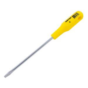 6 Pza Destornillador con mango amarillo, punta plana barra redonda 1/4" x 4" Surtek