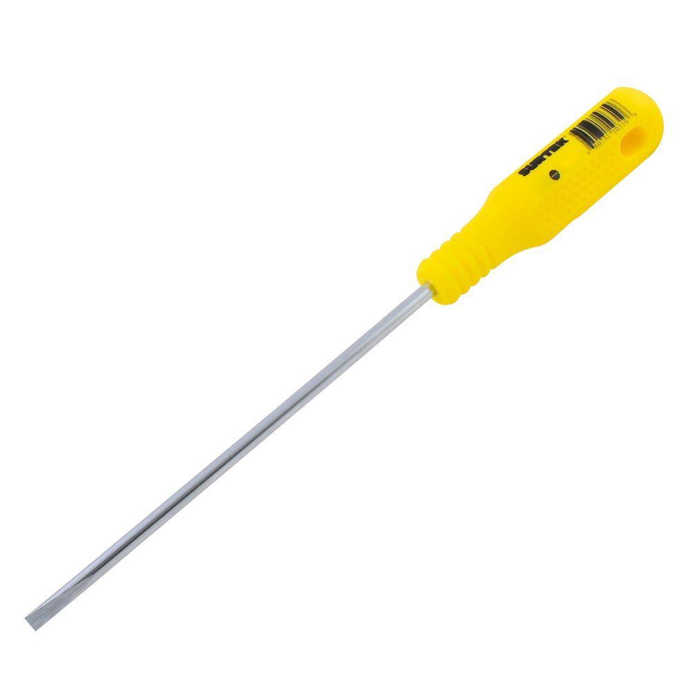 6 Pza Destornillador con mango amarillo, punta cabinet barra redonda 1/8" x 6" Surtek