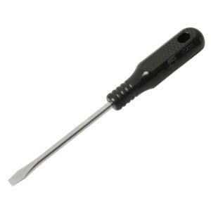 6 Pza Destornillador con mango negro, punta plana barra redonda 3/8" x 8" Foy
