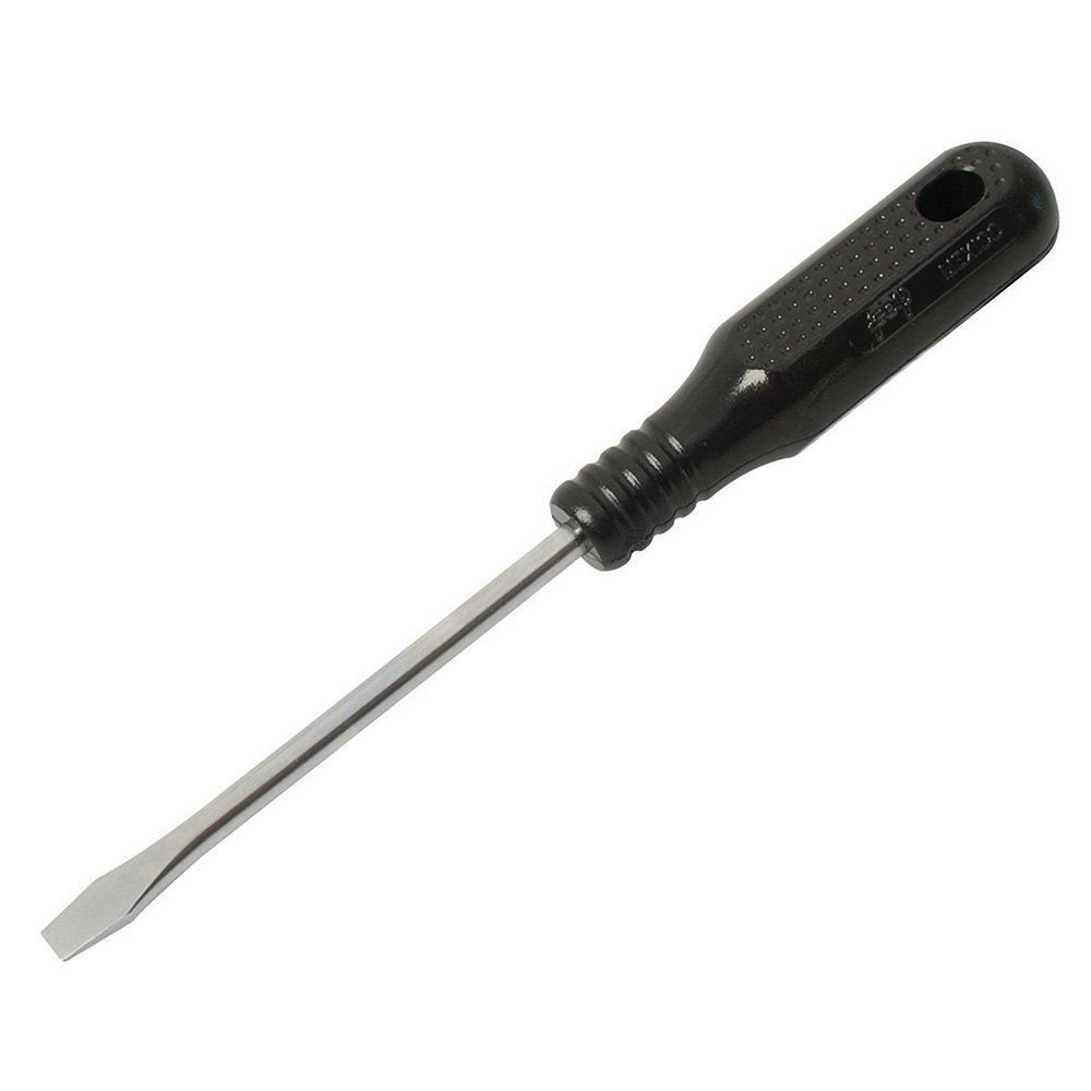 6 Pza Destornillador con mango negro, punta plana barra redonda 1/4" x 6" Foy