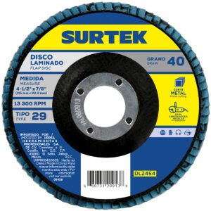 Disco laminado tipo 29 grano 120, 4-1/2" Surtek