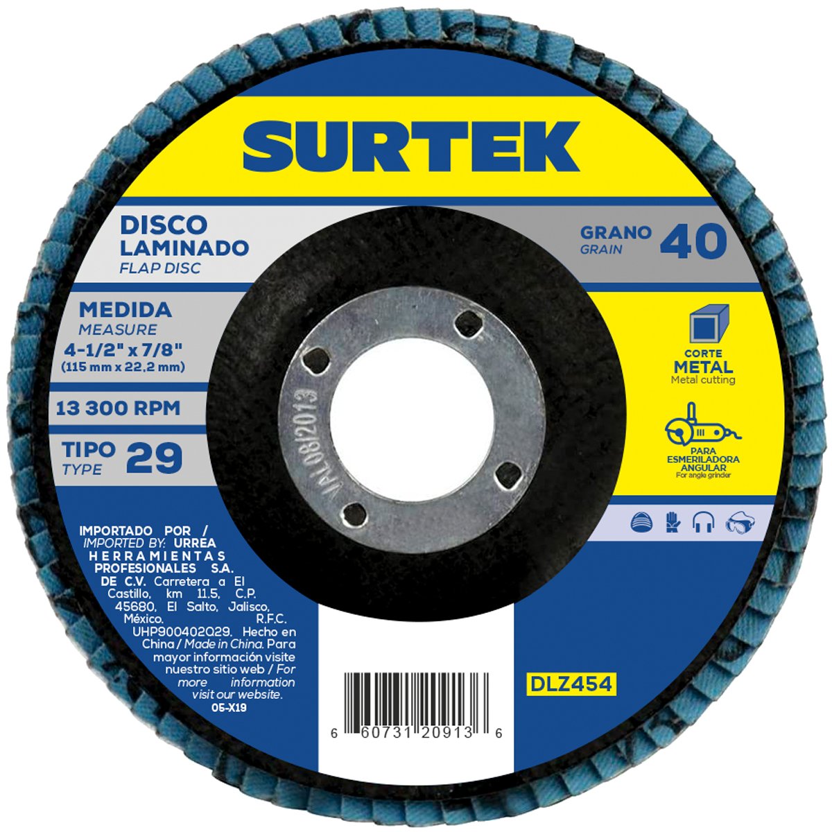 5 Pza Disco laminado tipo 29 grano 80, 4-1/2" Surtek