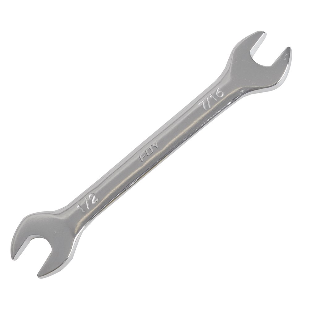 12 Pza Llave española pulido espejo en pulgadas, 7/16" x 1/2" Foy