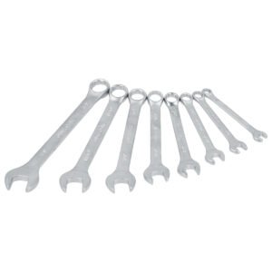Juego de llaves combinadas satinadas en pulgadas, 12 puntas, 8 piezas en rack Surtek
