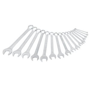 Juego de llaves combinadas satinadas métricas, 12 puntas, 16 piezas en estuche Surtek