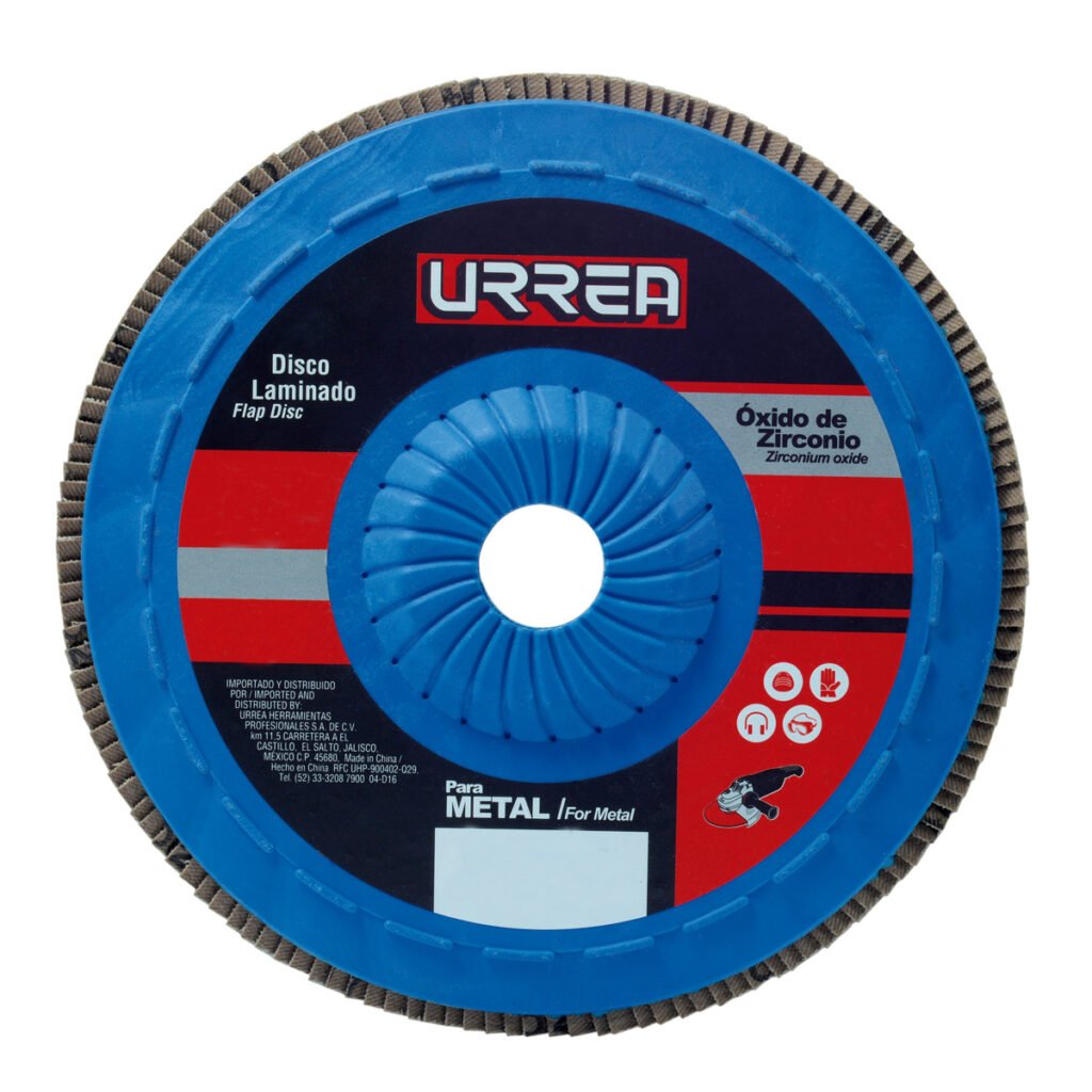 10 Pza Disco laminado tipo 27 grano 120 con respaldo plástico, 4-1/2" Urrea