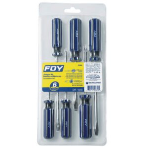 Juego de destornilladores con mango de PVC combinados, 6 piezas en blíster Foy