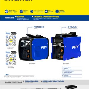 Soldadora inverter para electrodos de 1 fase bi voltaje 110-220 V, 160 A Foy
