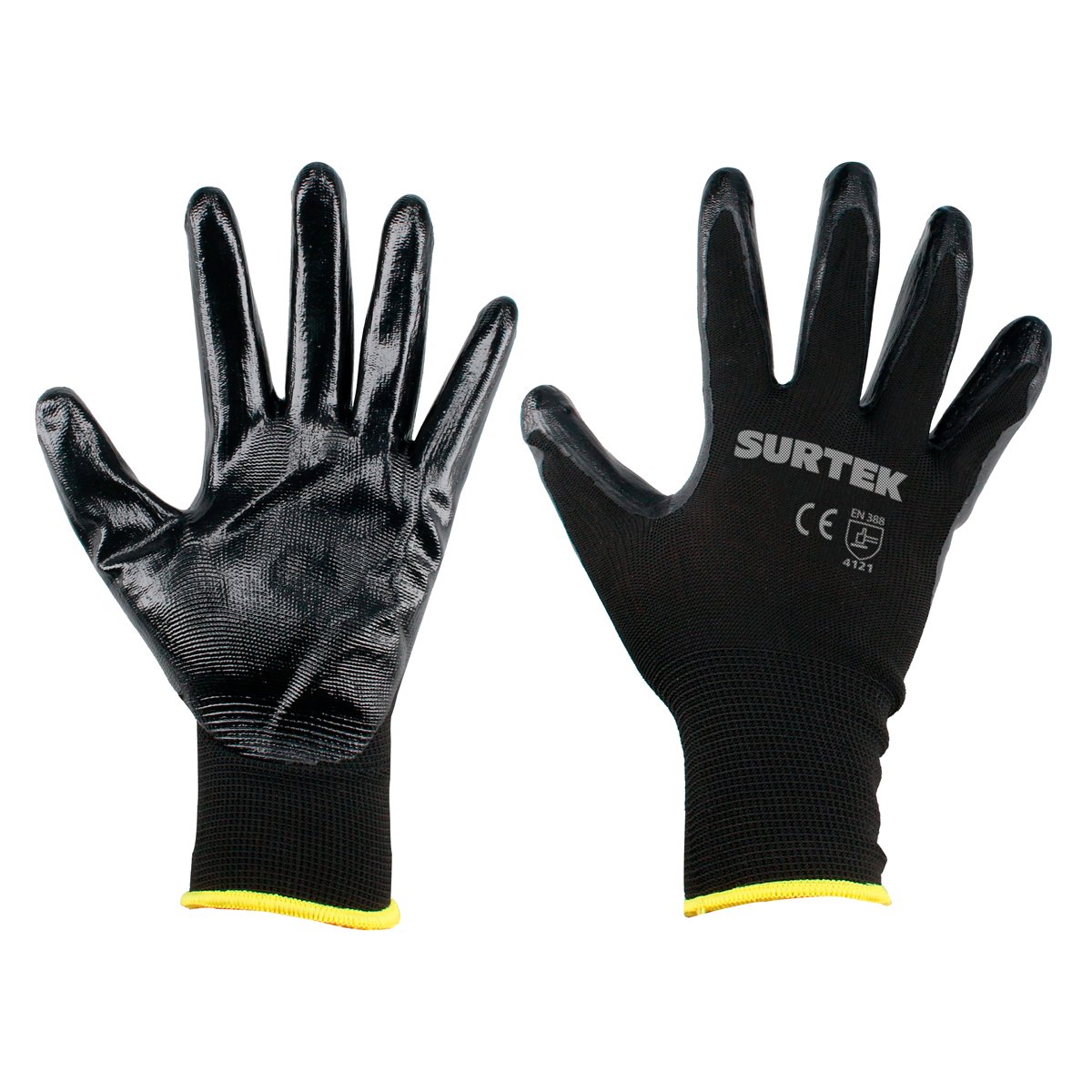 6 Pza Guantes de nailon con recubrimiento de nitrilo M Surtek