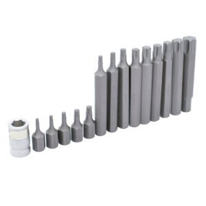 Juego de puntas torx cortas y largas hexágono de 3/8" con adaptador, 15 piezas en blíster Urrea