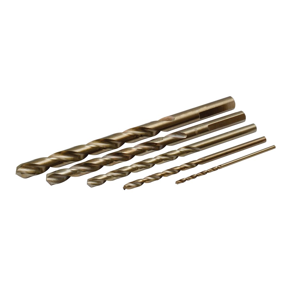 Juego de brocas con cobalto de acero de alta velocidad zanco recto, 5 piezas Surtek