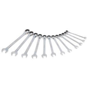 Juego de llaves combinadas pulido espejo de matraca spline mét,12 pts,12 pz en caja plást Urrea